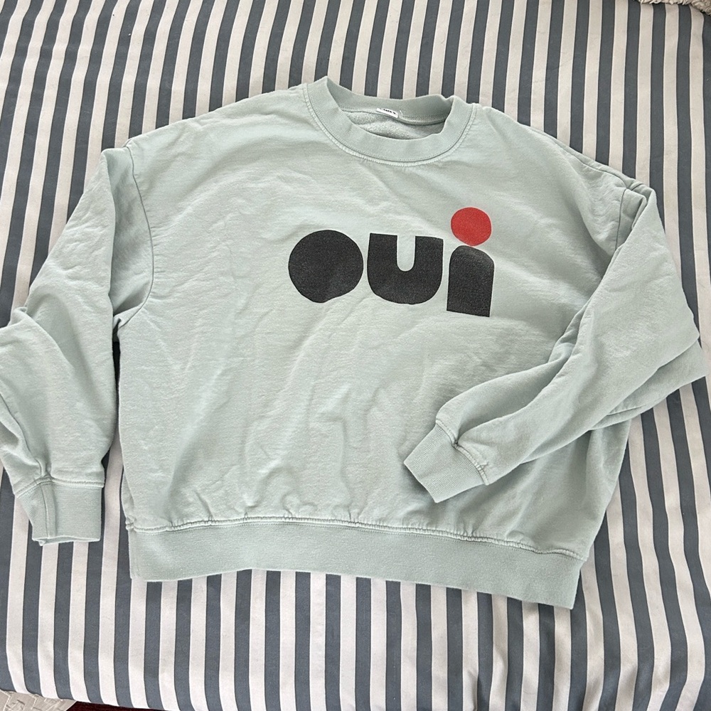 Clare V light blue OUI sweatshirt